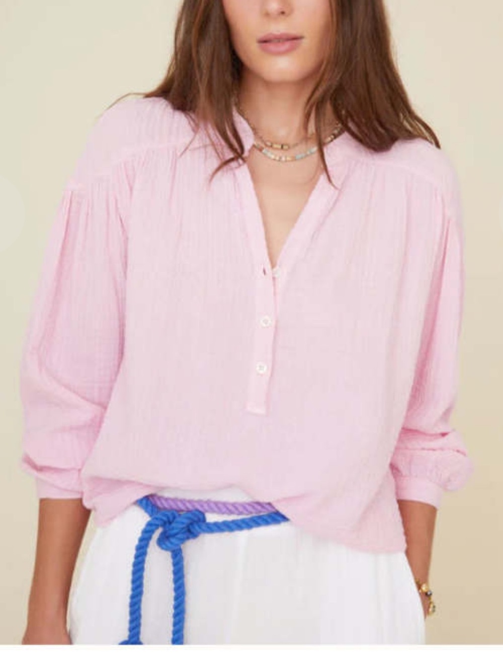 Xirena Briar Cotton Gauze Top in Baby Pink